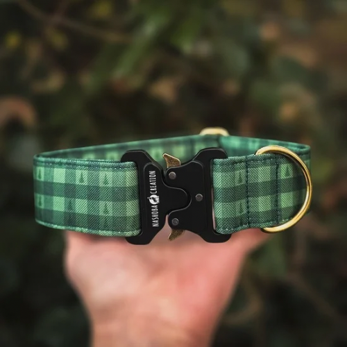 Collier pour chien - Damier vert