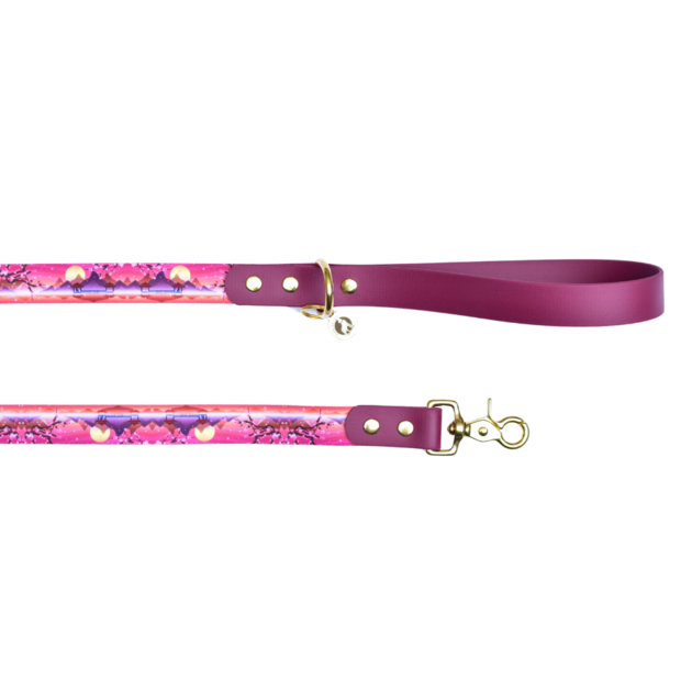 Laisse Sakura & Biothane Vin rouge