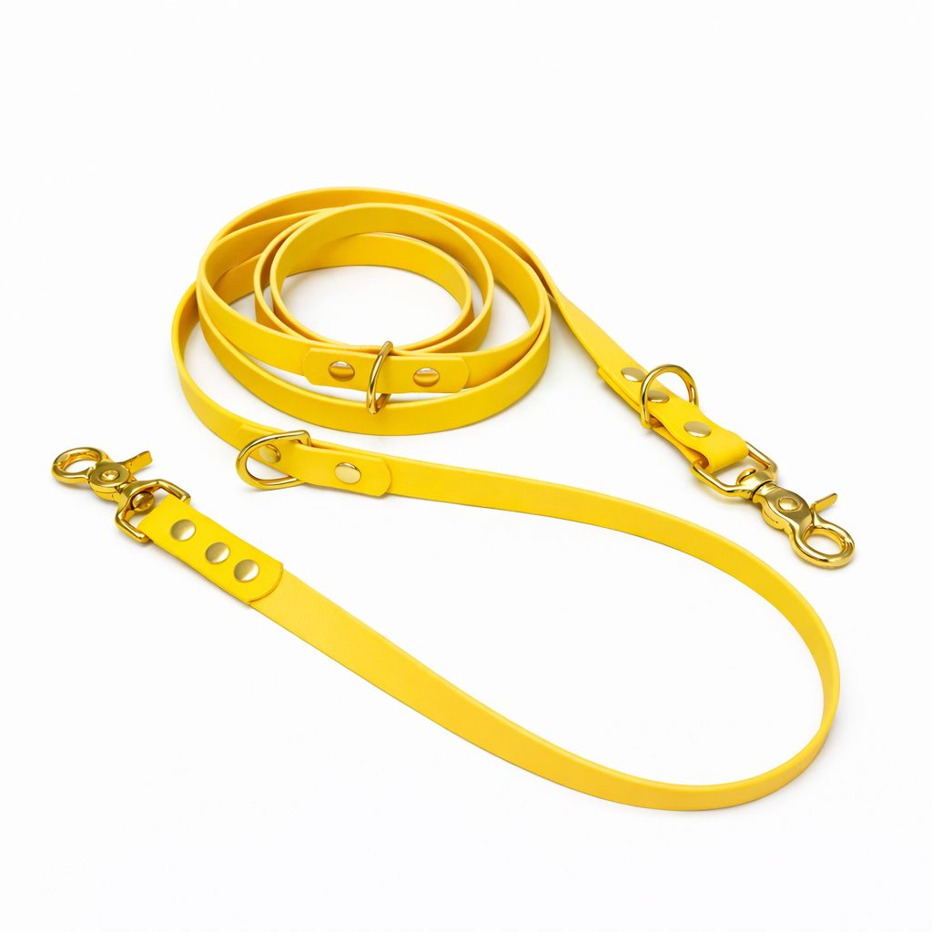 Laisse multipositions en biothane® - Jaune
