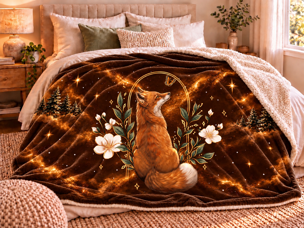 Plaid Renard – Velours doux & Sherpa | 135 × 200 cm