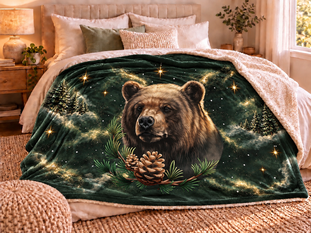 Plaid Ours – Velours doux & Sherpa | 135 × 200 cm