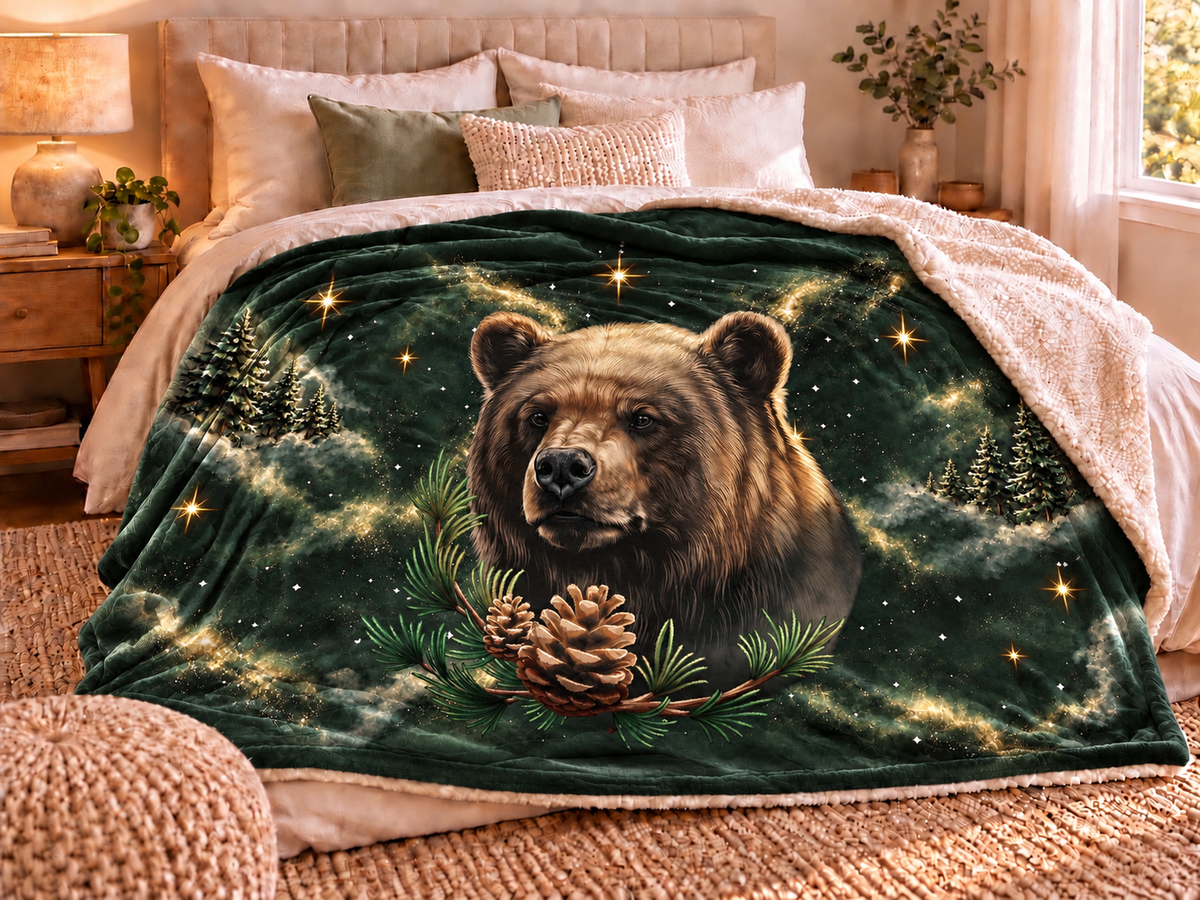 Plaid Ours – Velours doux & Sherpa | 135 × 200 cm