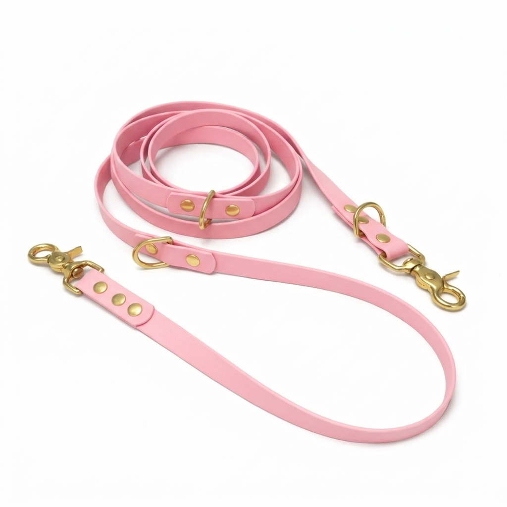 Laisse multipositions en biothane® - Rose