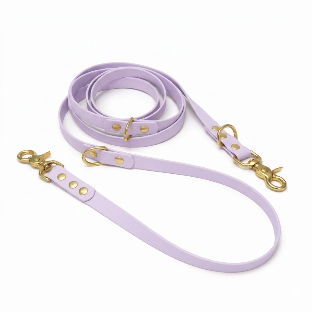 Laisse multipositions en biothane® - Lilas
