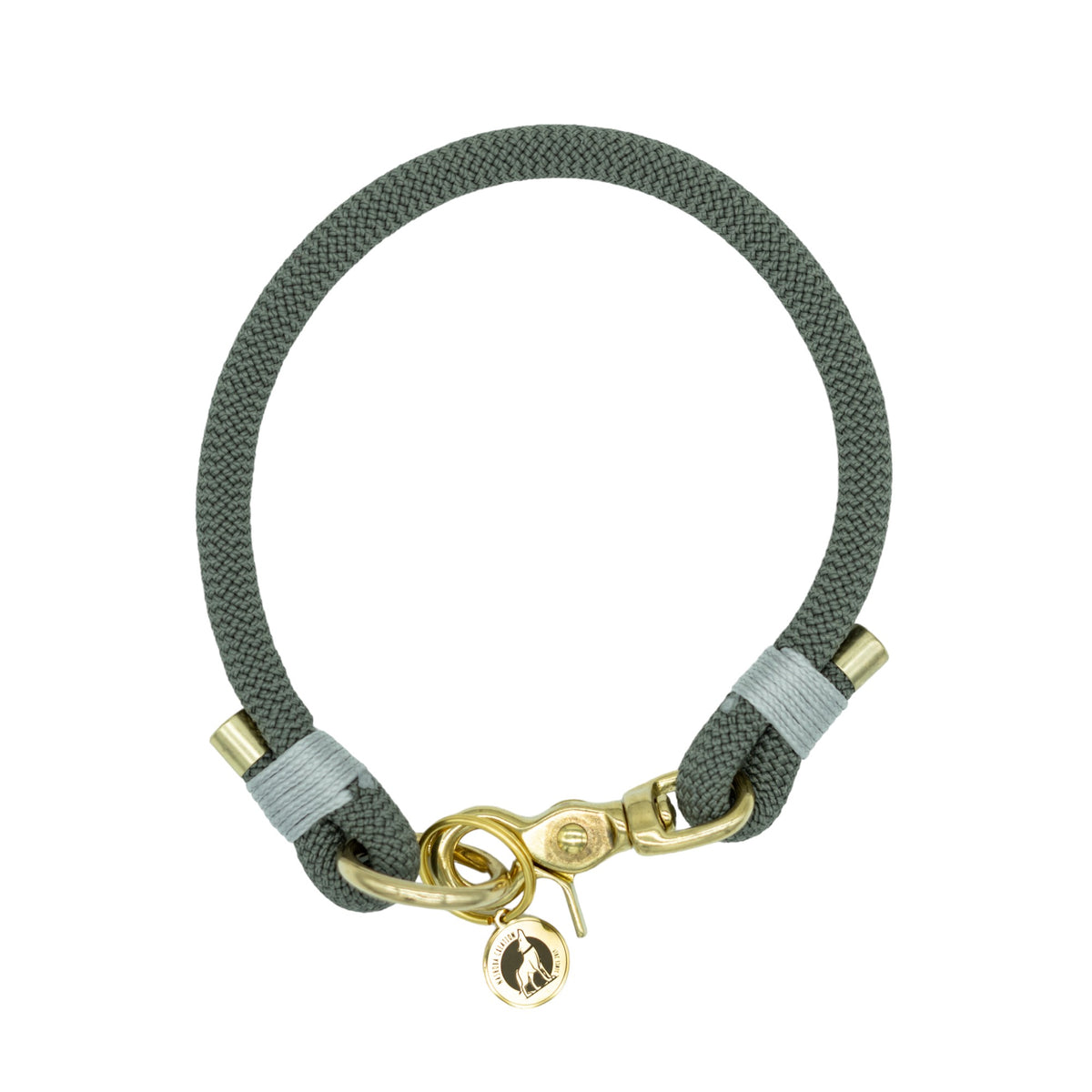 Collier porte-médaille en corde - Gris taupe