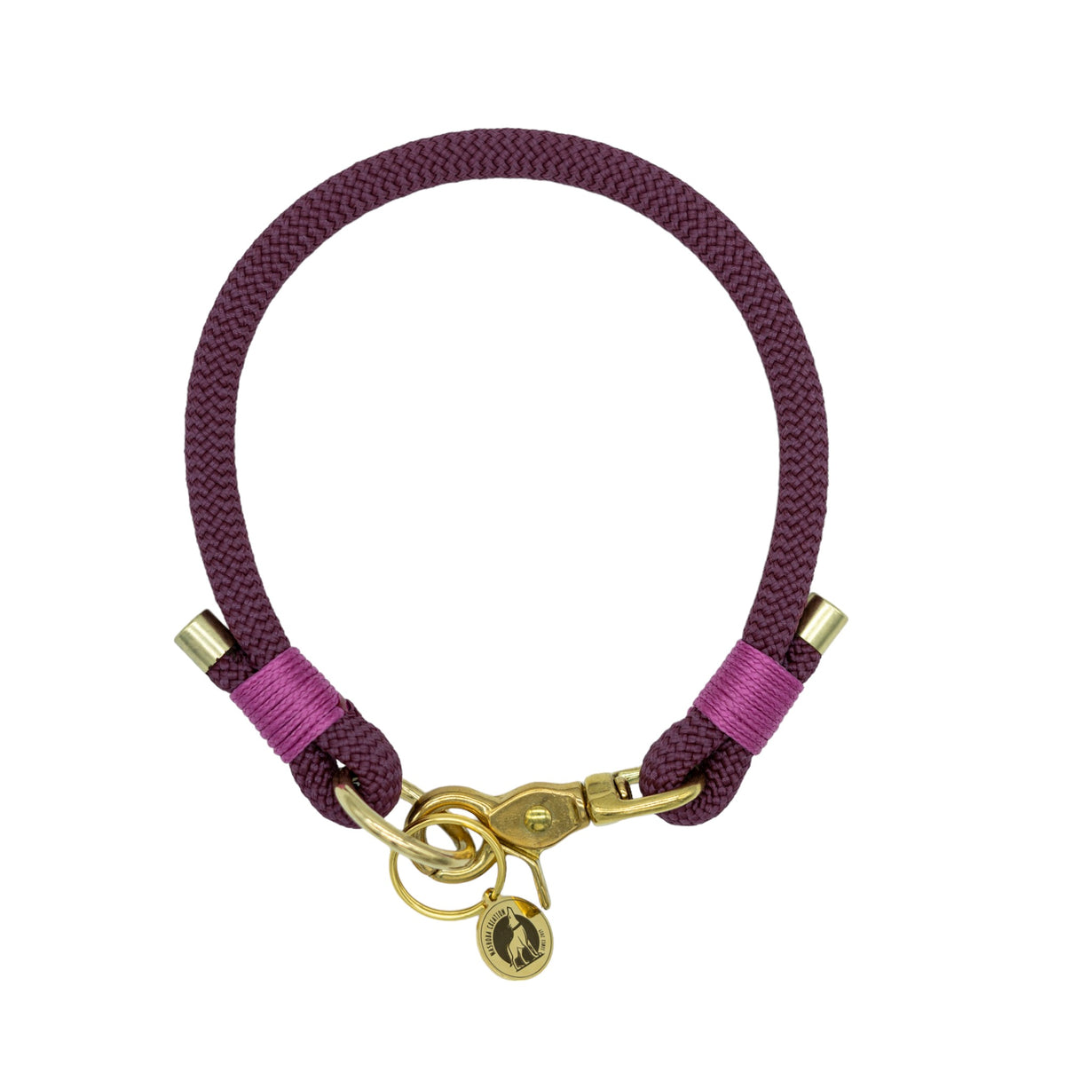 Collier porte-médaille en corde - Aubergine