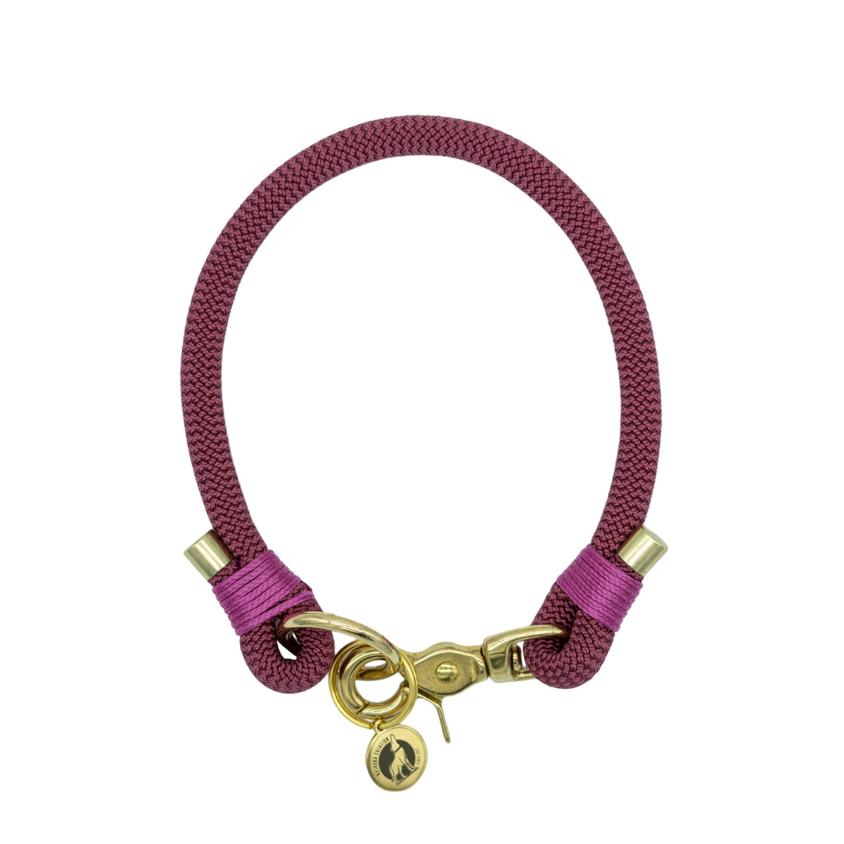 Collier porte-médaille en corde - Framboise