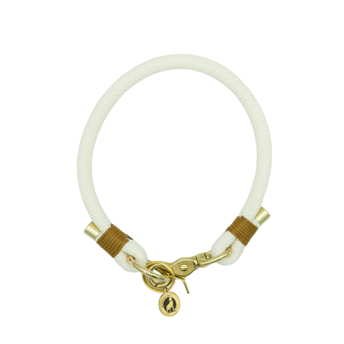 Collier porte médaille en corde - Crème