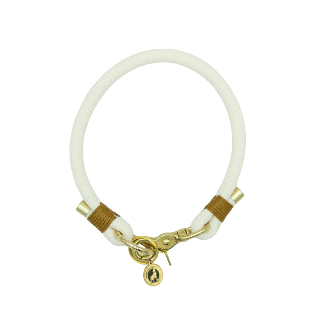 Collier porte médaille en corde - Crème