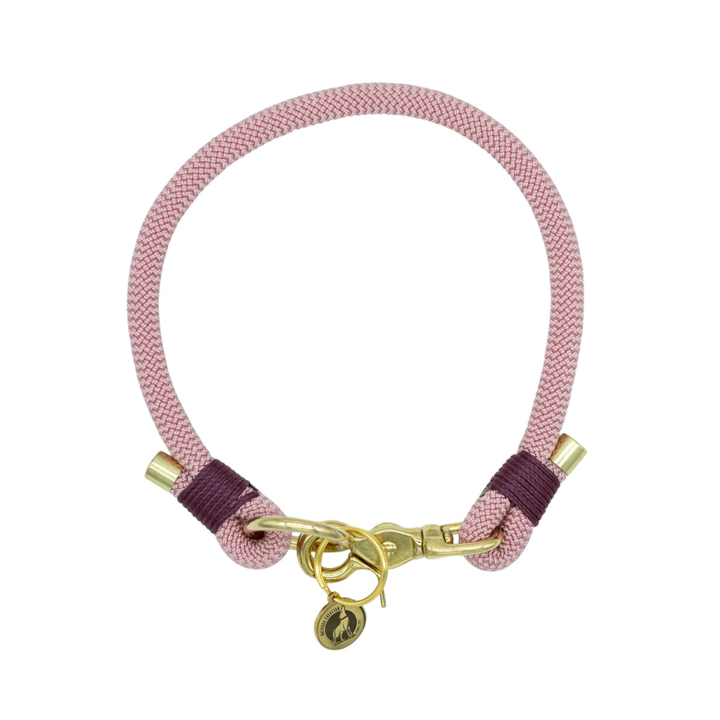 Collier porte-médaille en corde - Rose poudré
