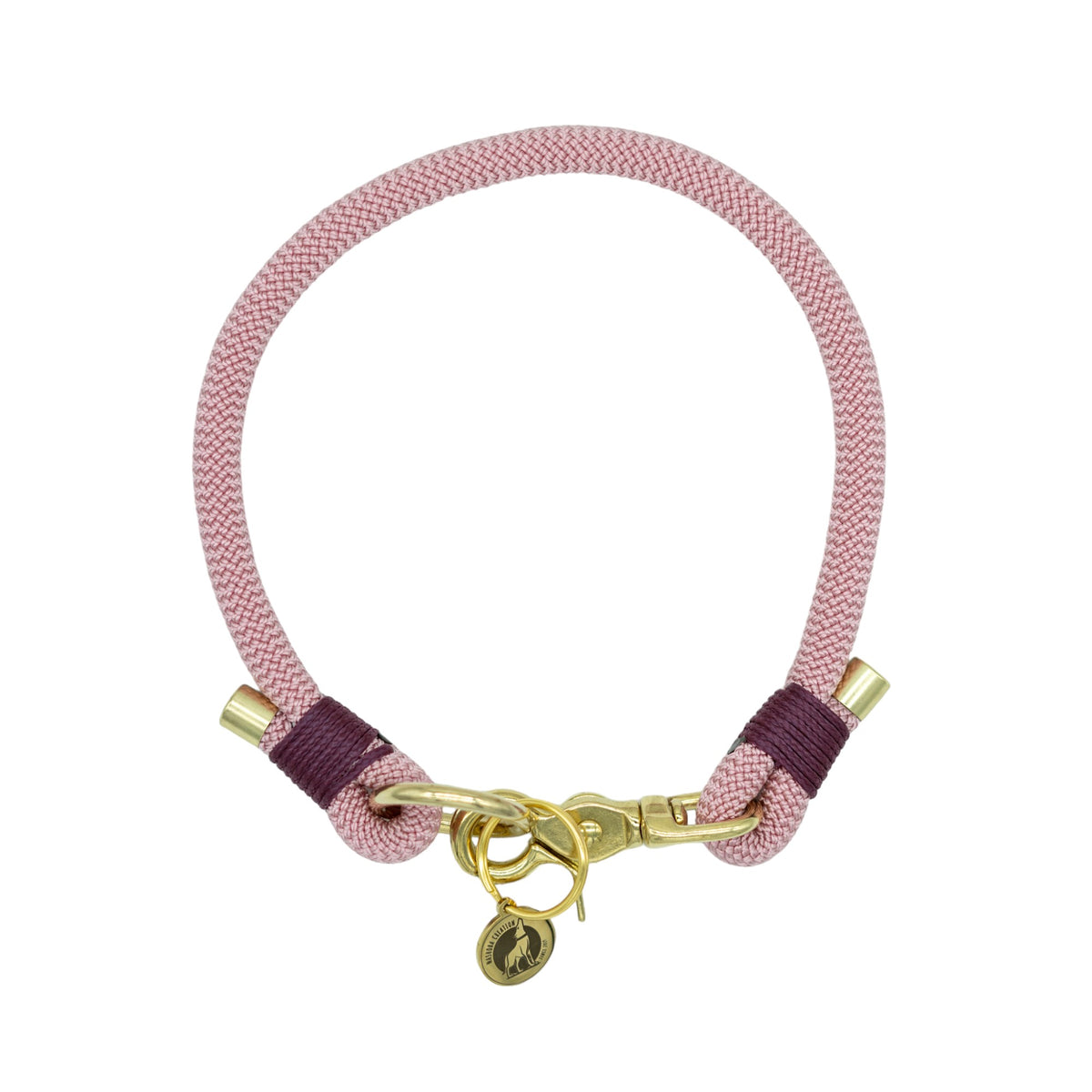 Collier porte-médaille en corde - Rose poudré