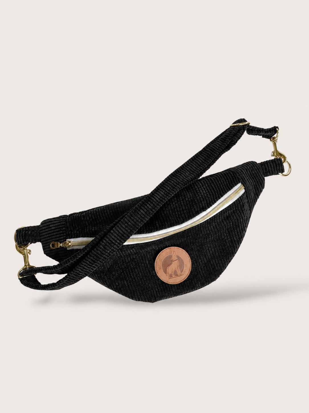 Banane Velours Côtelé Noire Personnalisable