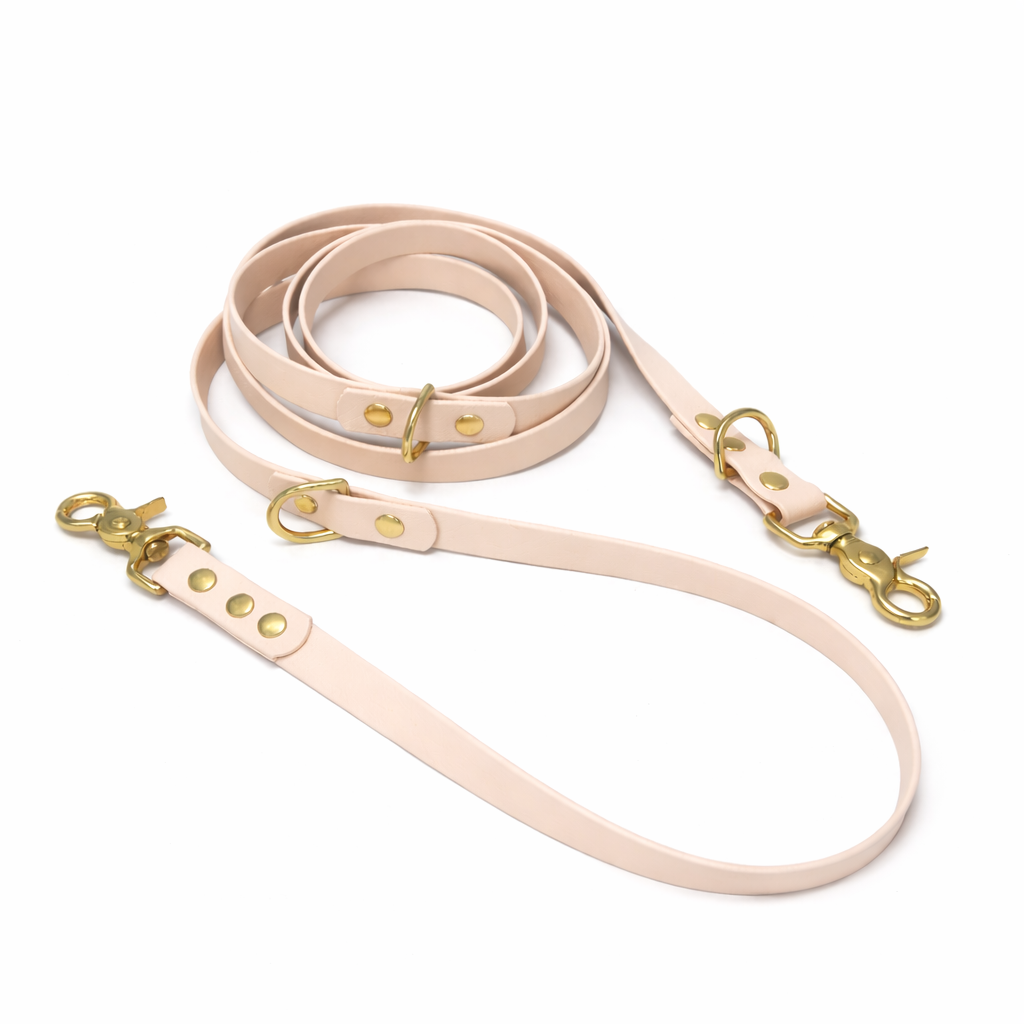 Laisse multipositions en biothane® - Beige poudré